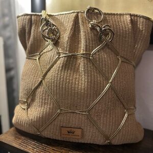 Tan Woven Tote Bag